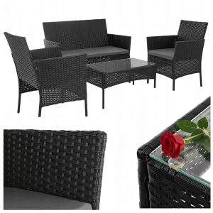 Meble Ogrodowe Zestaw Mebli Ogrodowych na Taras Technorattan Stolik Sofa